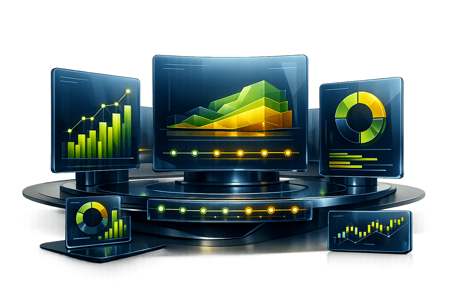 Визуал MP-Pay с финансовыми дашбордами